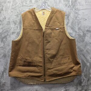Vintage Carhartt Vest Mens XXL Tall Brown Duck Sherpa Lined Made USA Canvas 90s